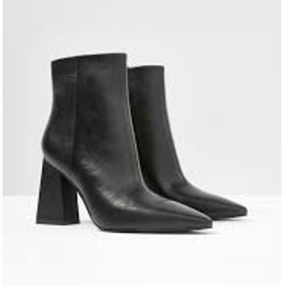 Marc Fisher Kulika Ankle Bootie Block Heel. Black Leather 6M - Picture 1 of 10
